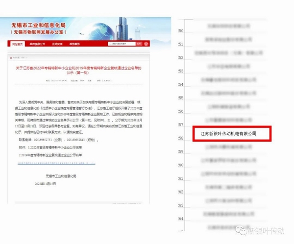 New Yinye got 2022 specialized, special and new small and medium enterprises in Jiangsu Province